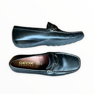 GEOX Resperia Black Leather Loafers With Buckle